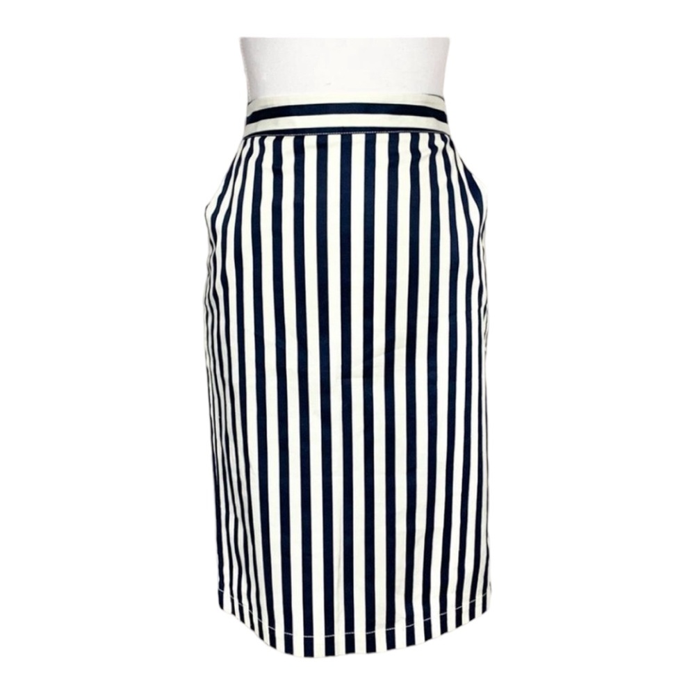 Nautical Navy Blue and White Striped Nautical Pencil Skirt Size 2